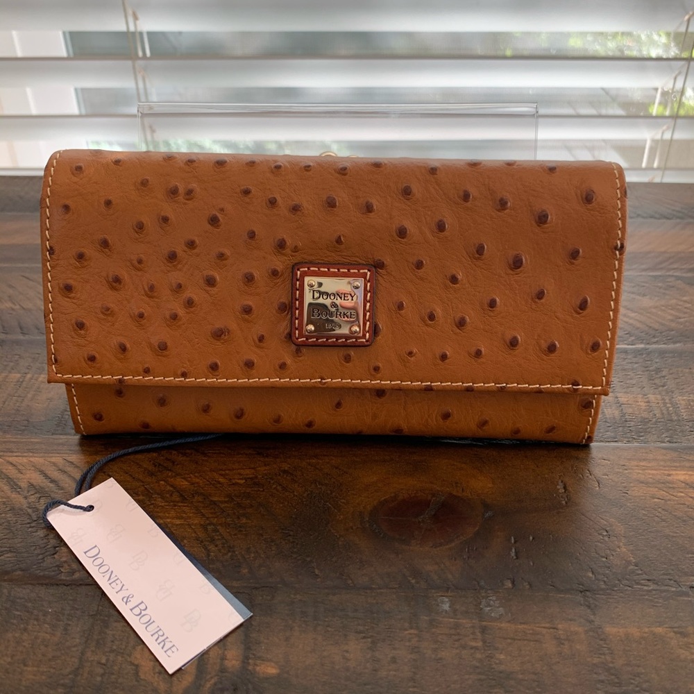 Dooney & Bourke Ostrich Foldover Wallet Tan